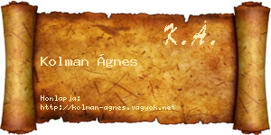 Kolman Ágnes névjegykártya