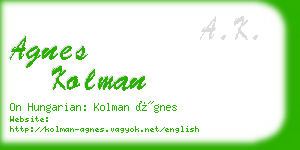 agnes kolman business card